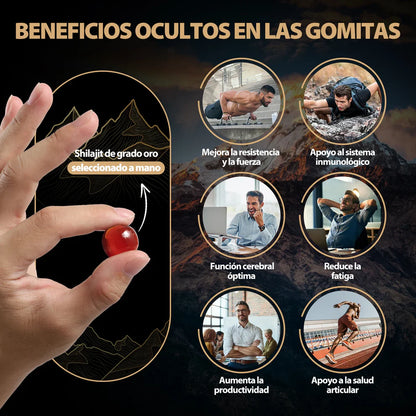 🏔️✨ WindBoss Gold Shilajit Gummies – 80 Gomas✨🏔️: Más energía, más resistencia, más virilidad.