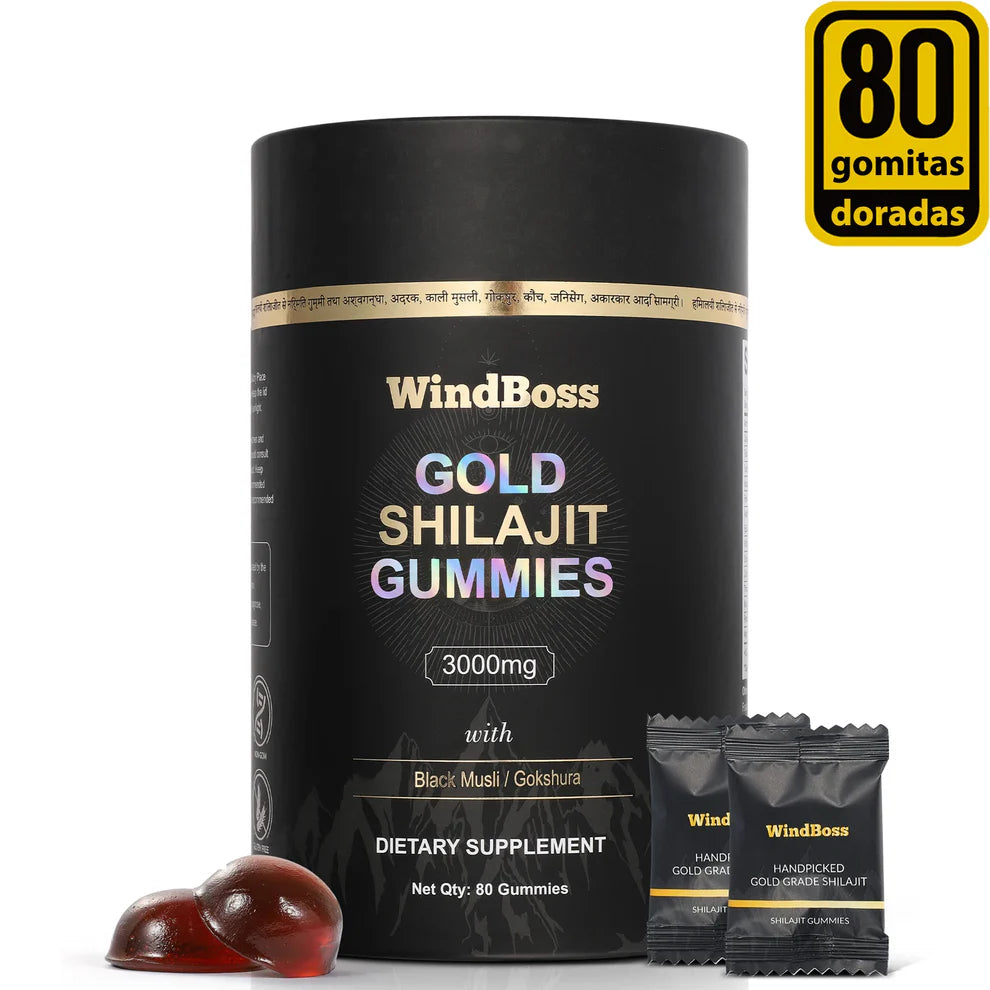 🏔️✨ WindBoss Gold Shilajit Gummies – 80 Gomas✨🏔️: Más energía, más resistencia, más virilidad.