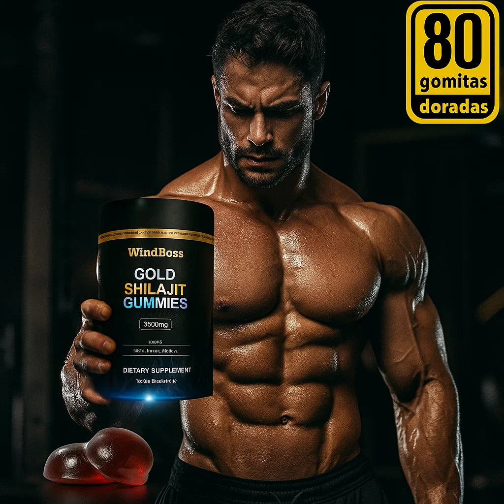 🏔️✨ WindBoss Gold Shilajit Gummies – 80 Gomas✨🏔️: Más energía, más resistencia, más virilidad.